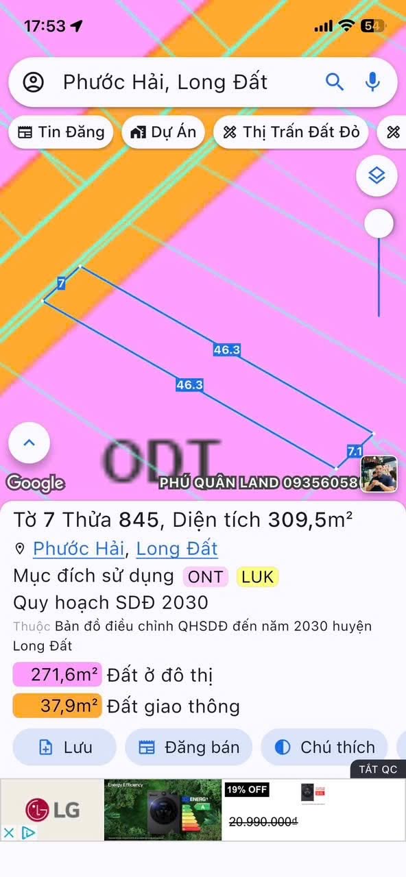 Cần bán Đất đường Tỉnh lộ 44B, Xã Long Mỹ, Diện tích 309m², Giá 1.35 Tỷ 2