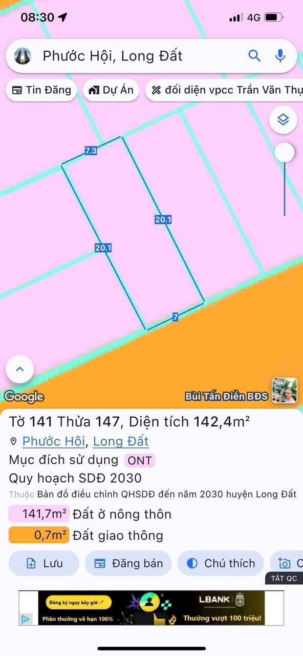 Cần bán Đất đường Võ Văn Kiệt, Xã Lộc An, Diện tích 142m², Giá 1.35 Tỷ 2