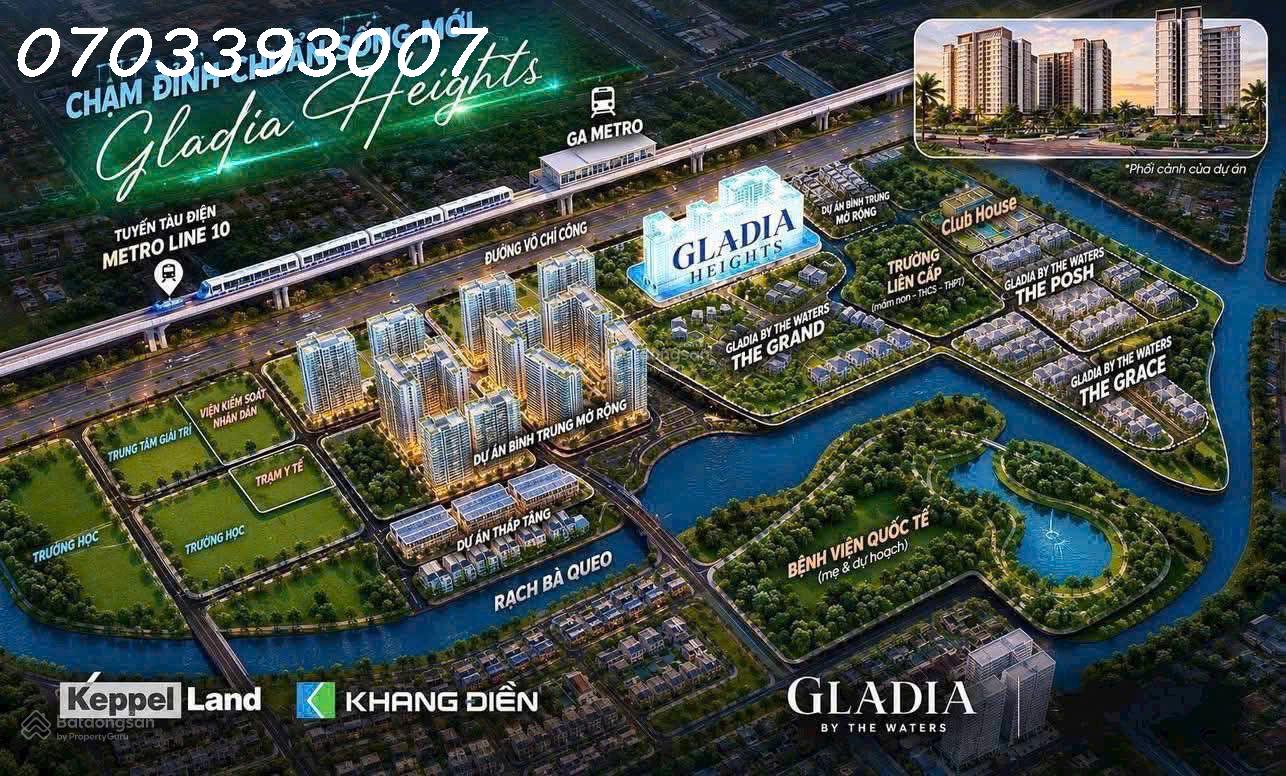 Gladia Heights - bán căn 1PN - 2PN - 3PN - 4PN - giá chỉ 83 triệu/m2 - CĐT Singapore Keppel -