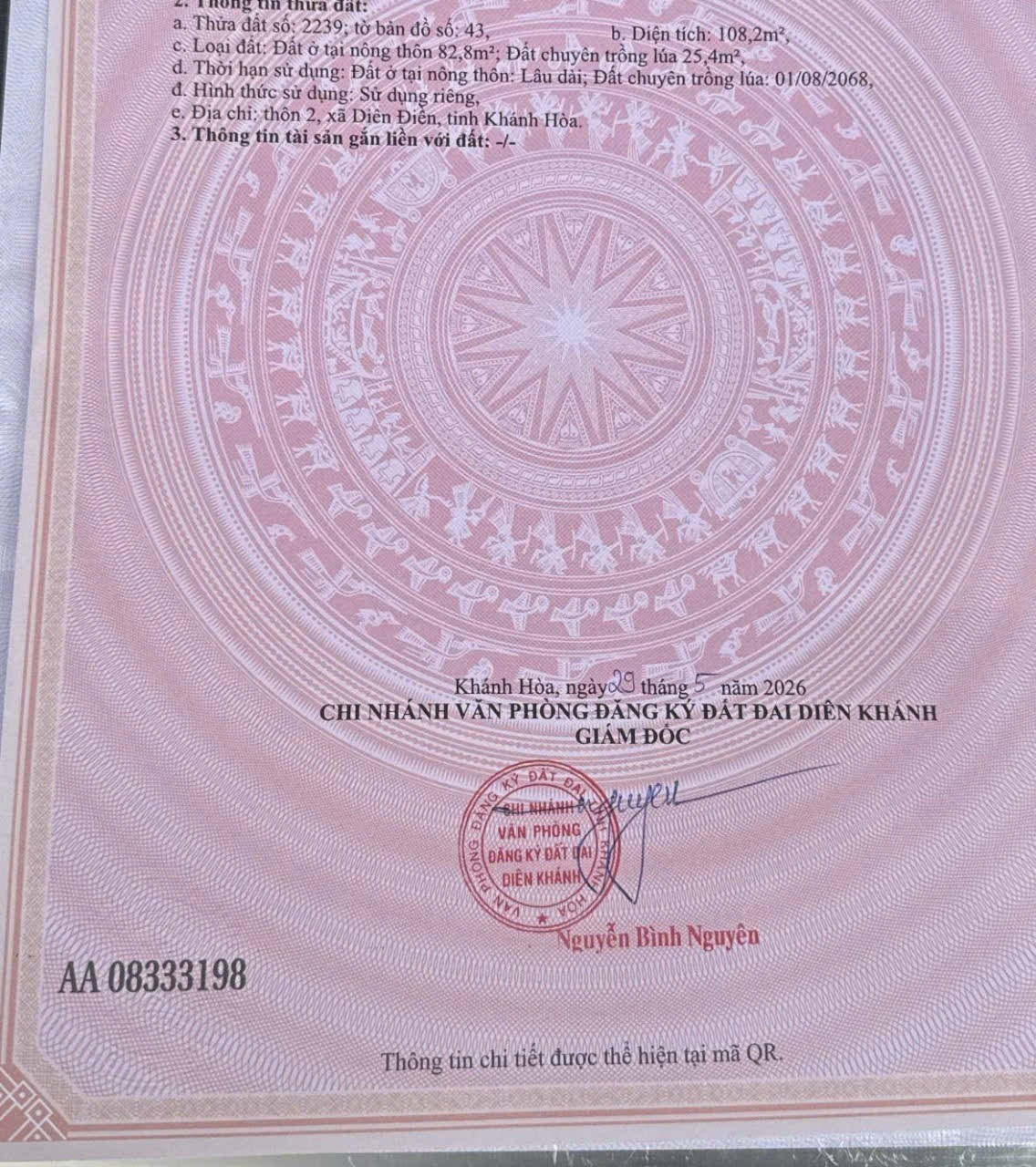 Bán đất Diên Phú giá rẻ mặt đường Cây Vông 2 - đường thông sát bên trục đường Miên Hoa 8