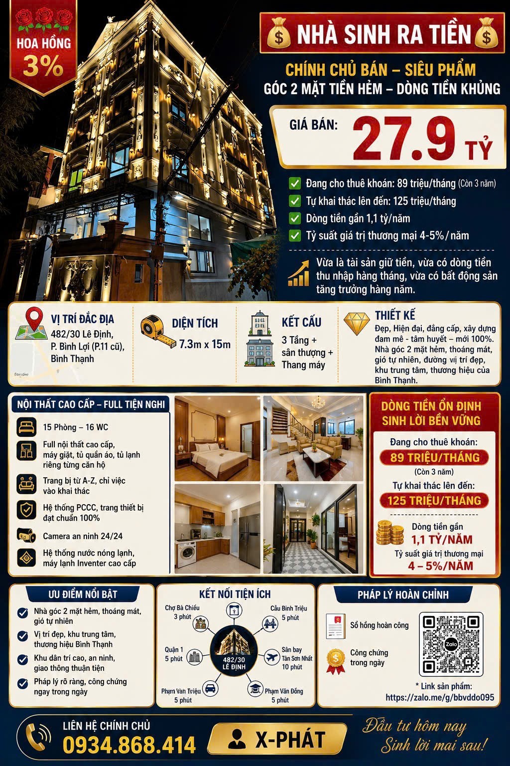 Cần bán Nhà mặt tiền Bình Thạnh, Hồ Chí Minh, Diện tích 183m², Giá 027.9 Tỷ 9