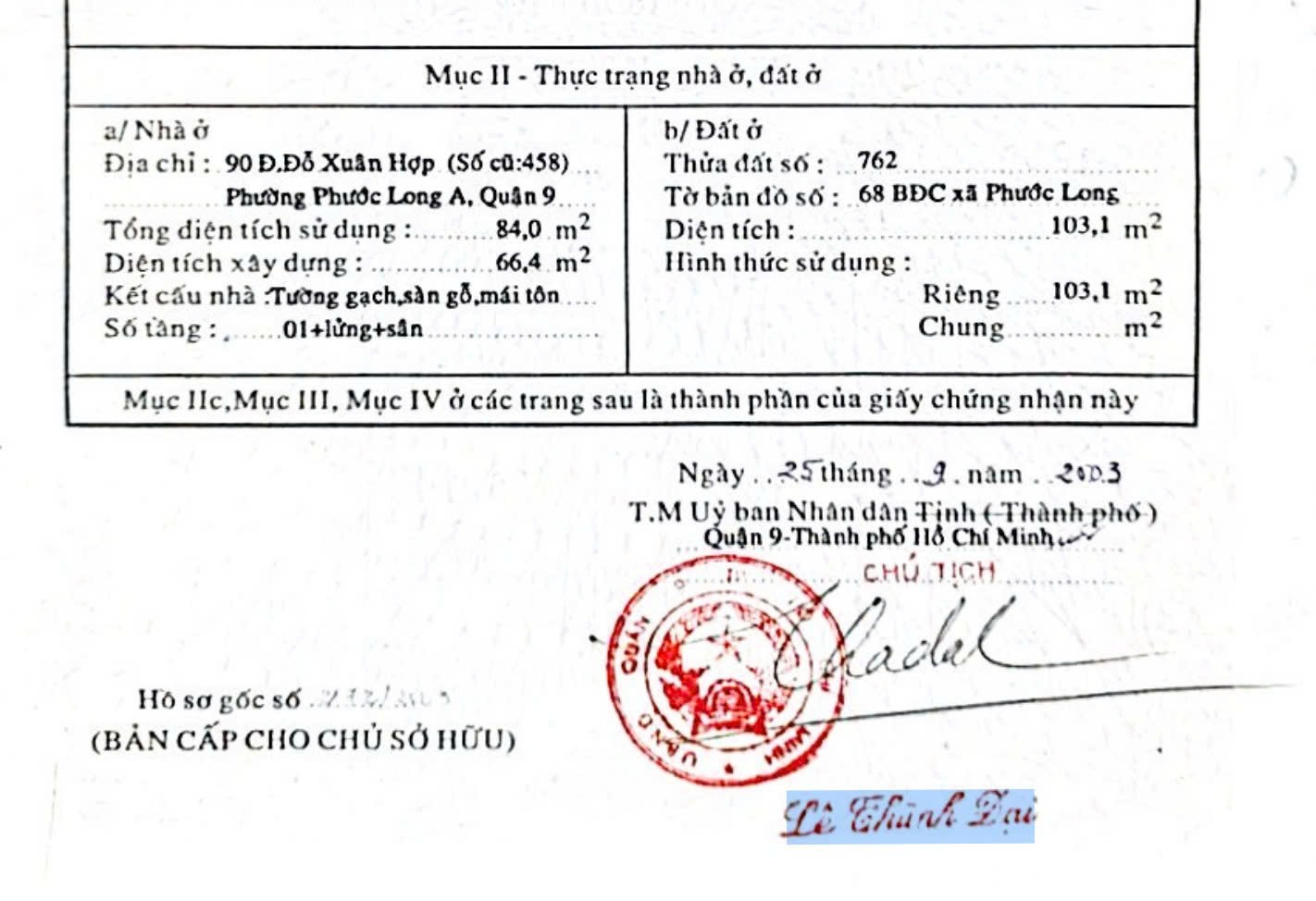 Cần bán Nhà mặt tiền Phường Phước Long A, Quận 9, Diện tích 103m², Giá Thương lượng 1