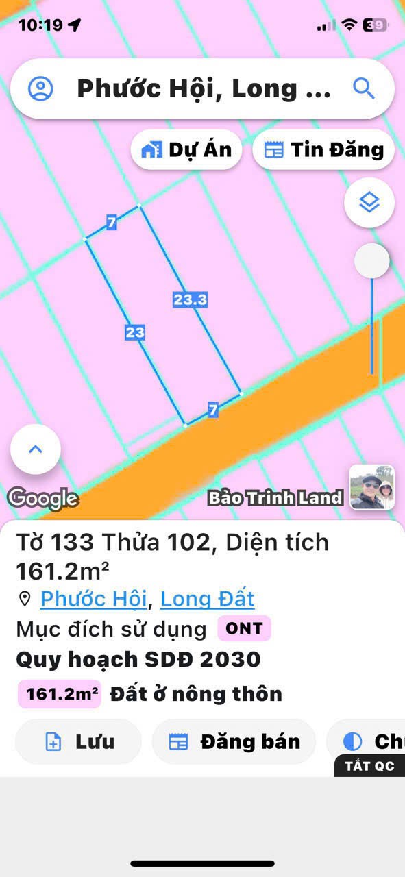 Cần bán Đất Xã Phước Hội, Đất Đỏ, Diện tích 161m², Giá 1.5 Tỷ 5