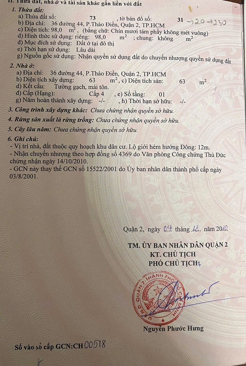 Cần bán Nhà mặt tiền Phường Thảo Điền, Quận 2, Diện tích 96m², Giá 27.8 Tỷ 2