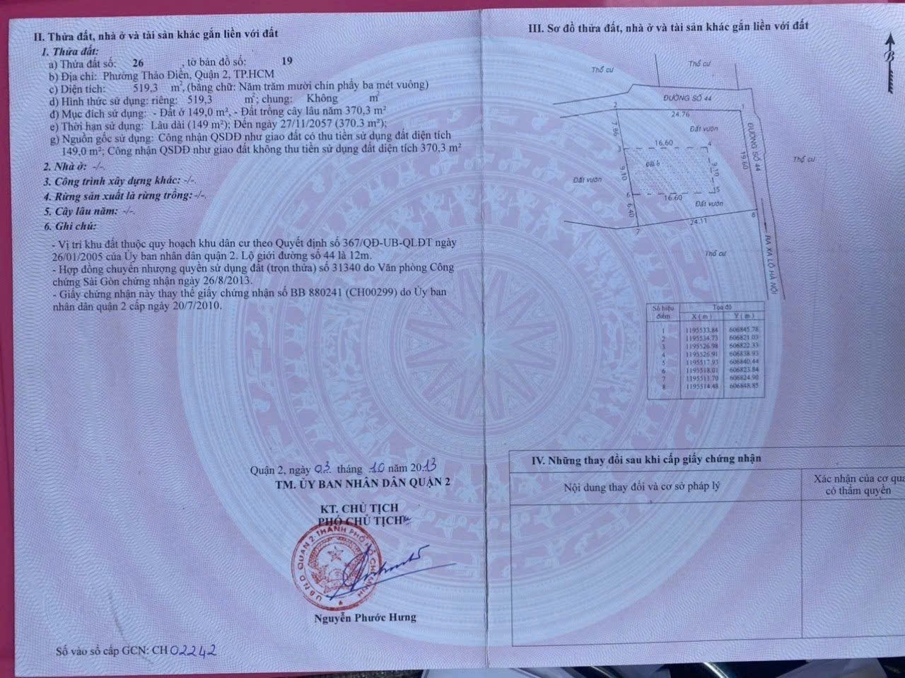 Cần bán Đất Phường Thảo Điền, Quận 2, Diện tích 519m², Giá 73.8 Tỷ