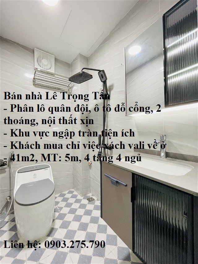 Bán nhà Lê Trọng Tấn: phân lô, ô tô đỗ cổng, 2 thoáng, 41m x 4T, giá 5 tỷ, xách vali về ở