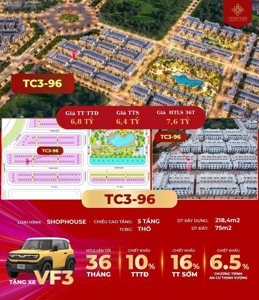 Bán Căn Shophouses TC3-96 VINHOMES GOLDEN AVENUE MÓNG CÁI, Quảng Ninh. GIÁ RẺ NHƯ CHUNG CƯ 6