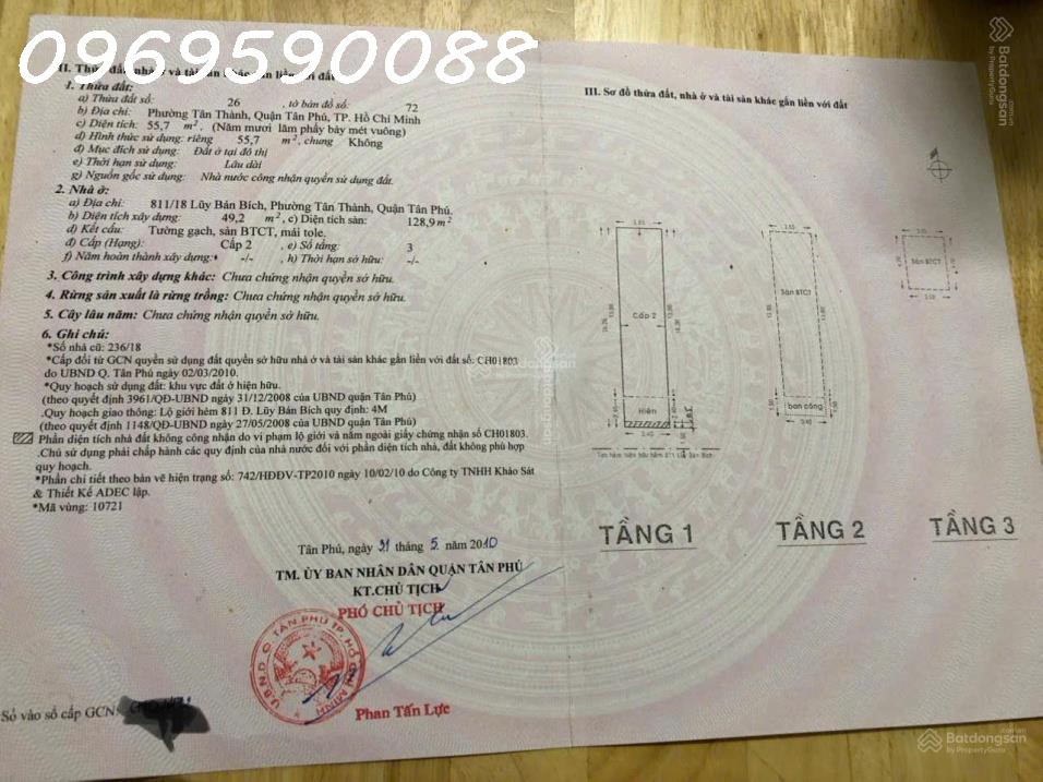 BÁN NHÀ TÂN THÀNH – 2 TẦNG – HXH LŨY BÁN BÍCH – 56M² – CHỈ 5TỶXX 4
