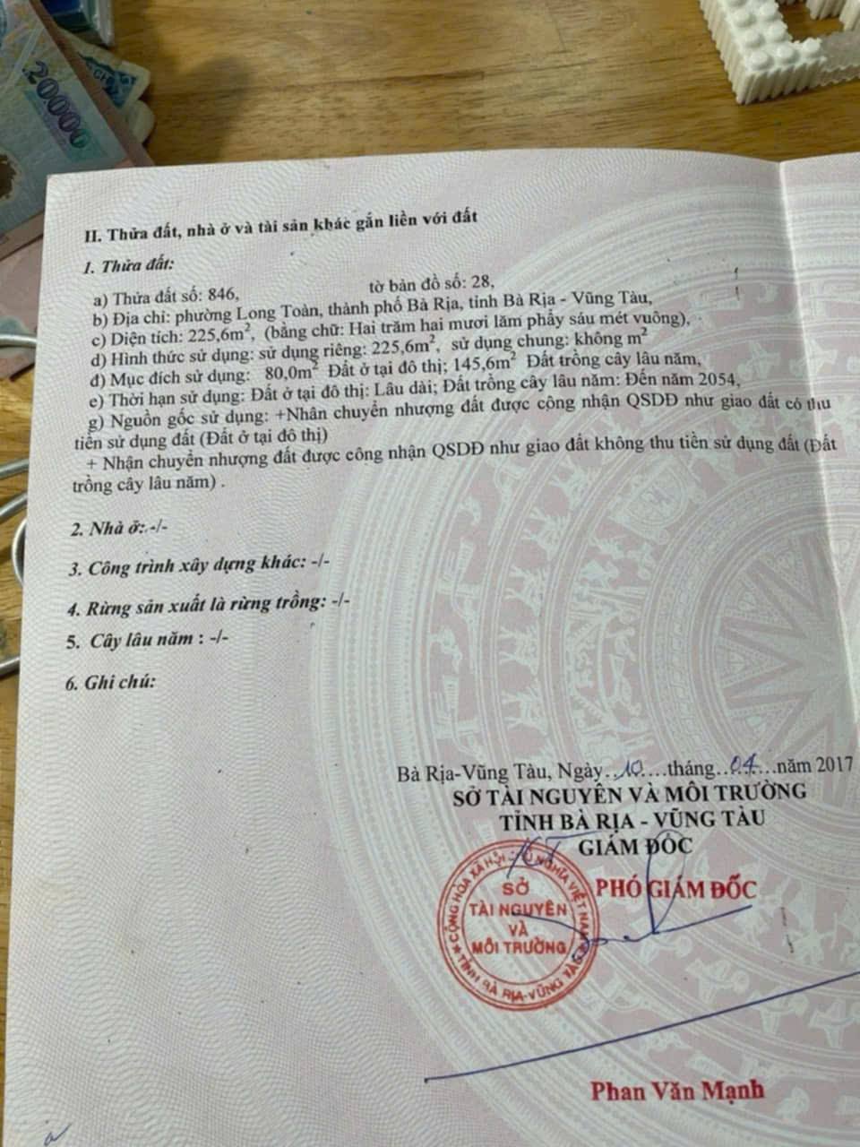 BÁN LÔ ĐẤT MẶT TIỀN ĐƯỜNG ĐIỆN BIÊN PHỦ – PHƯỜNG. LONG TOÀN, TP BÀ RỊA 5