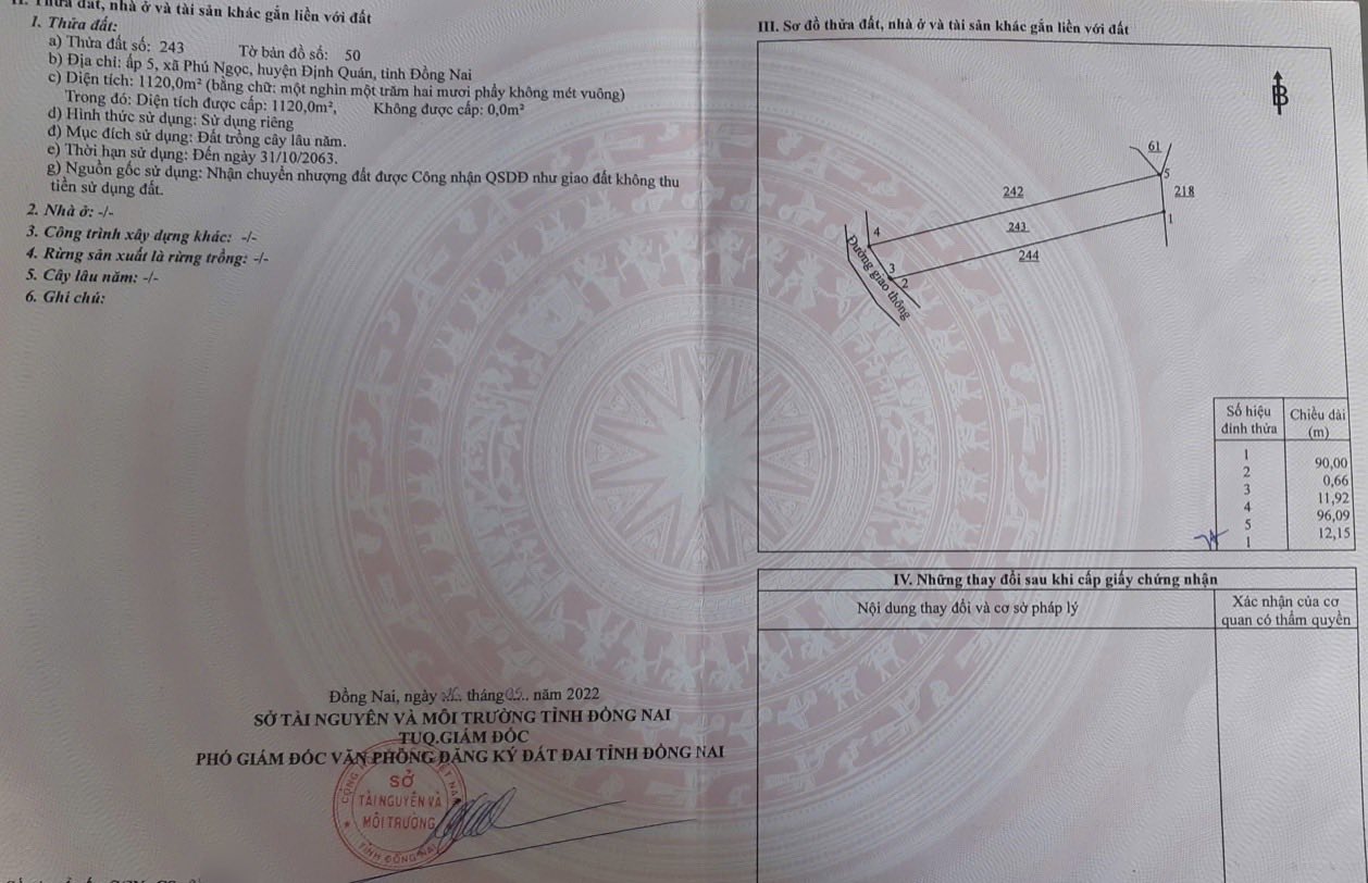 bán gấp 2600m đất phú ngọc định quán sổ riêng 3