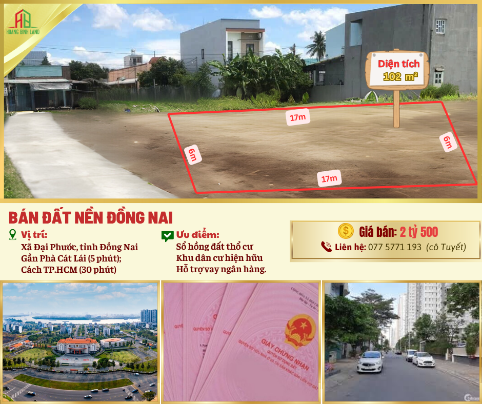 CHỦ CẦN BÁN GẤP ĐẤT THỔ CƯ 100% GIÁP THÀNH PHỐ HỒ CHÍ MINH