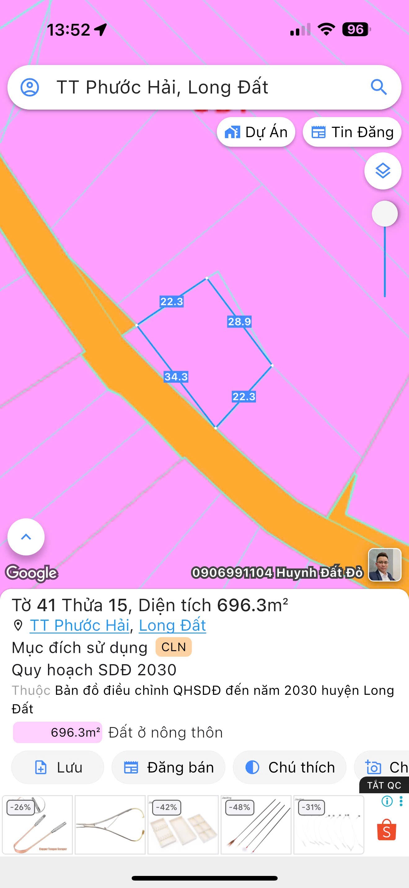 Cần bán Đất Đất Đỏ, Bà Rịa Vũng Tàu, Diện tích 696m², Giá 988.000.000 Triệu/m²