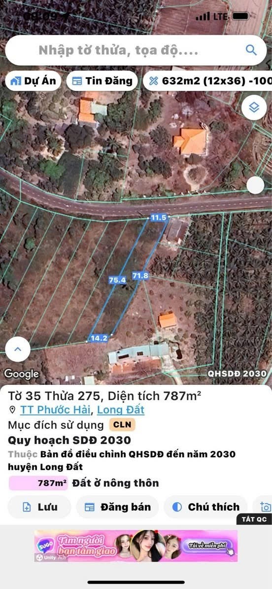 Cần bán Đất Đất Đỏ, Bà Rịa Vũng Tàu, Diện tích 787m², Giá Thương lượng