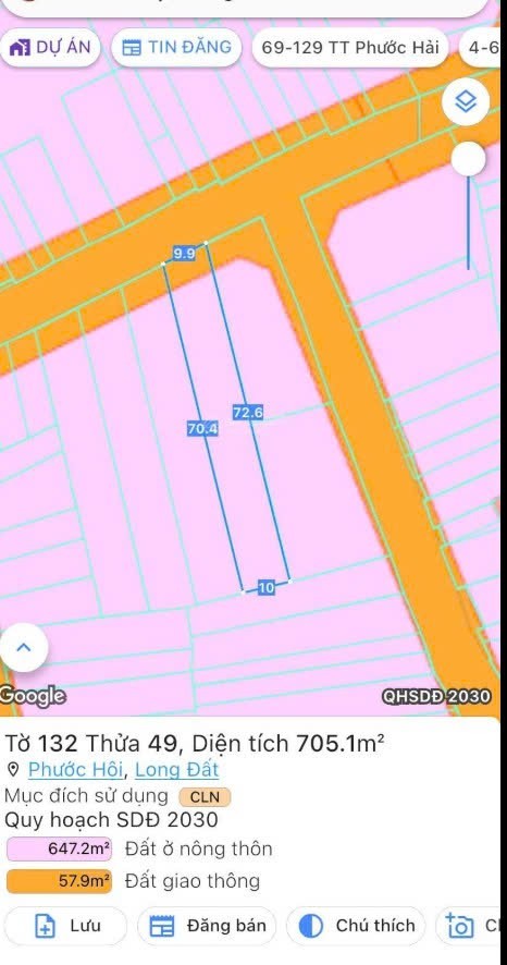 Cần bán Đất Đất Đỏ, Bà Rịa Vũng Tàu, Diện tích 705m², Giá Thương lượng 3