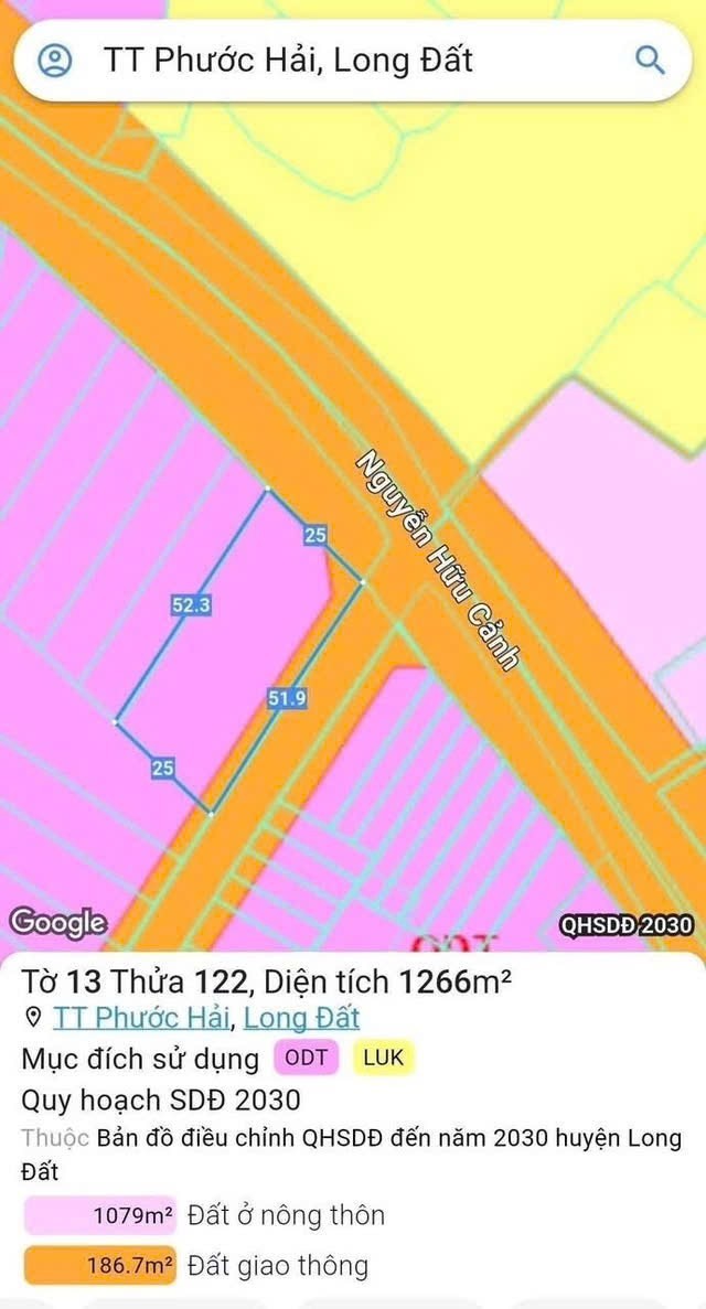 Cần bán Đất Đất Đỏ, Bà Rịa Vũng Tàu, Diện tích 1266m², Giá Thương lượng