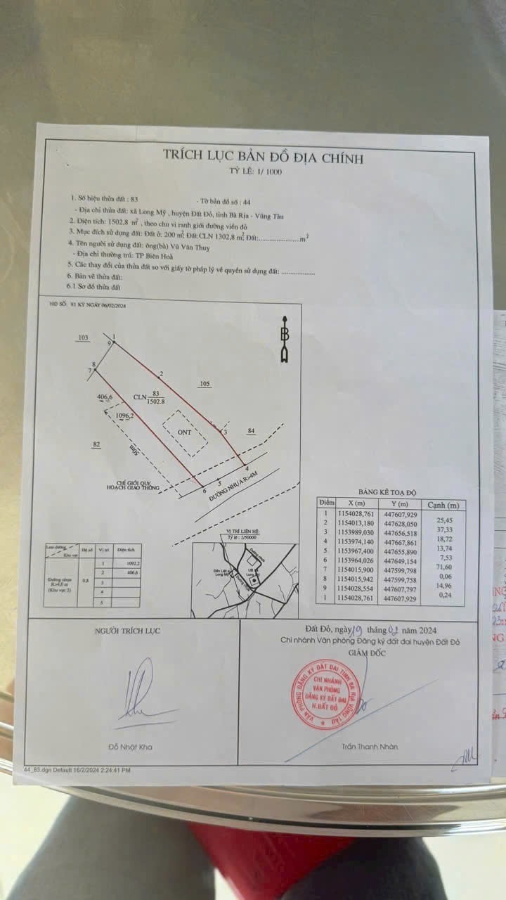 Cần bán Đất Đất Đỏ, Bà Rịa Vũng Tàu, Diện tích 1503m², Giá Thương lượng