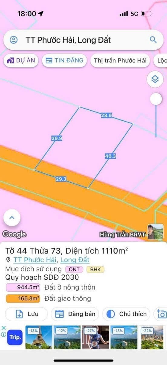 Cần bán Đất Đất Đỏ, Bà Rịa Vũng Tàu, Diện tích 1101m², Giá Thương lượng