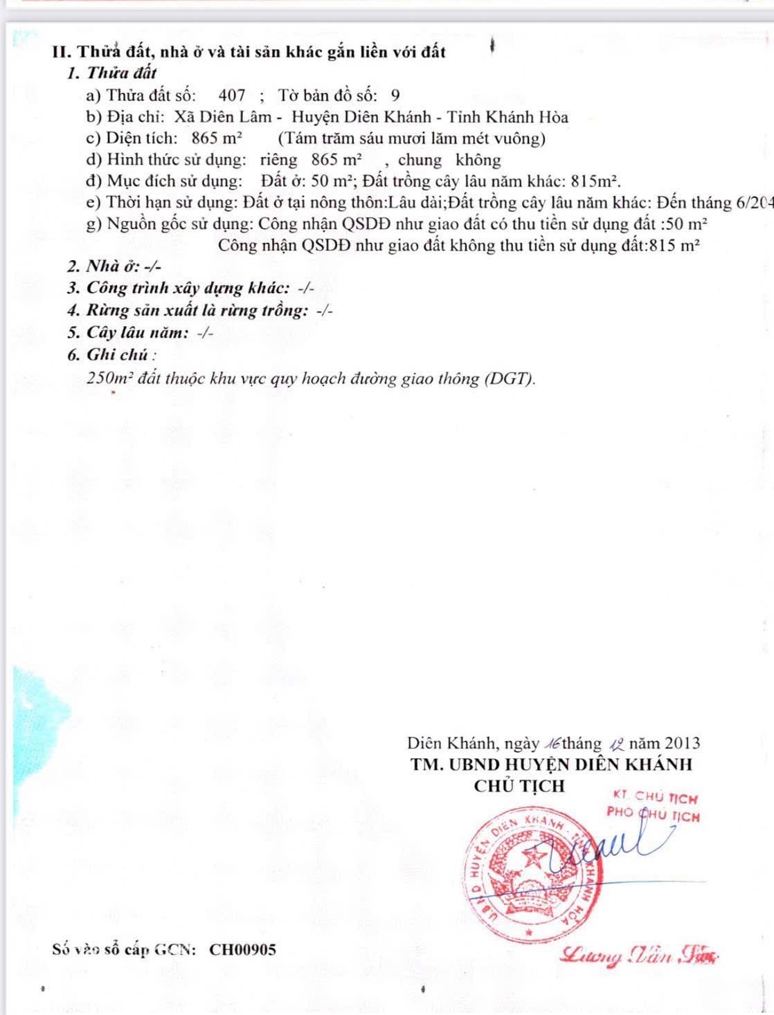 Bán đất mặt tiền Hương Lộ 39 Diên Lâm - Diên Khánh phù hợp kinh doanh buôn bán 6