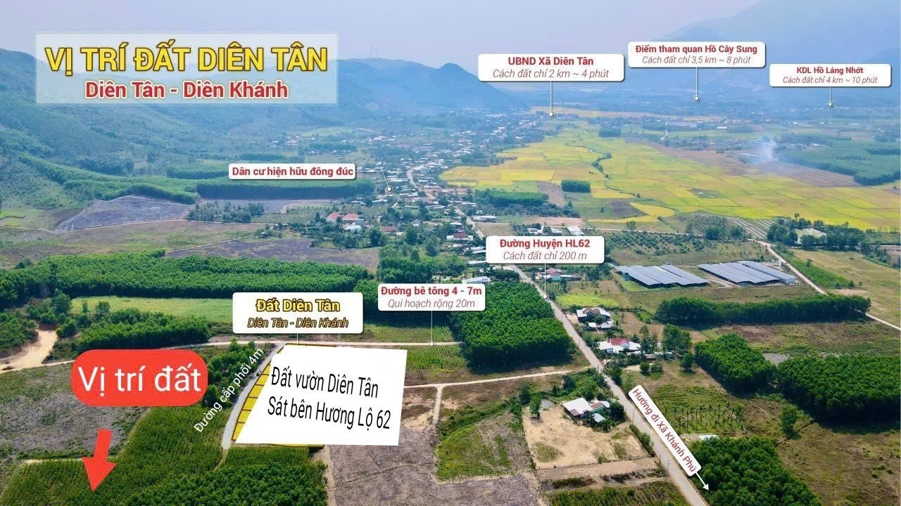 Bán đất vườn Diên Tân giá rẻ sát bên Hương Lộ 62 khu dân cư 5