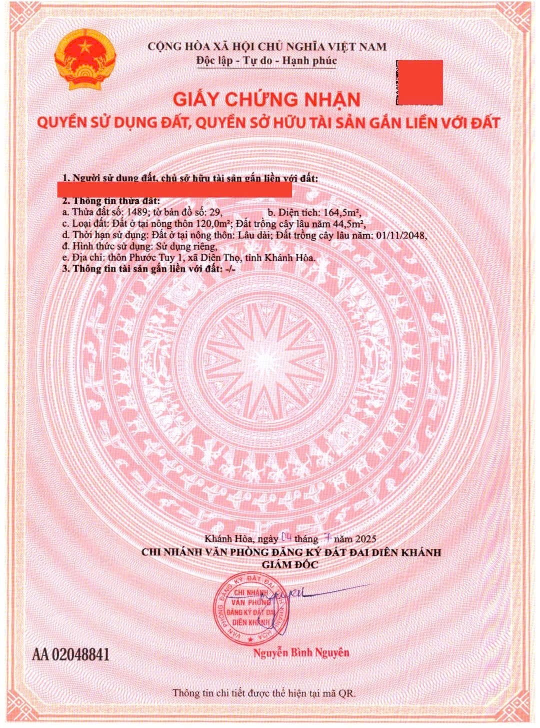 Bán đất mặt tiền đường Thành Hồ - Diên Phước cạnh TL2 gần trung tâm tiệc cưới Cường Ngọc 6