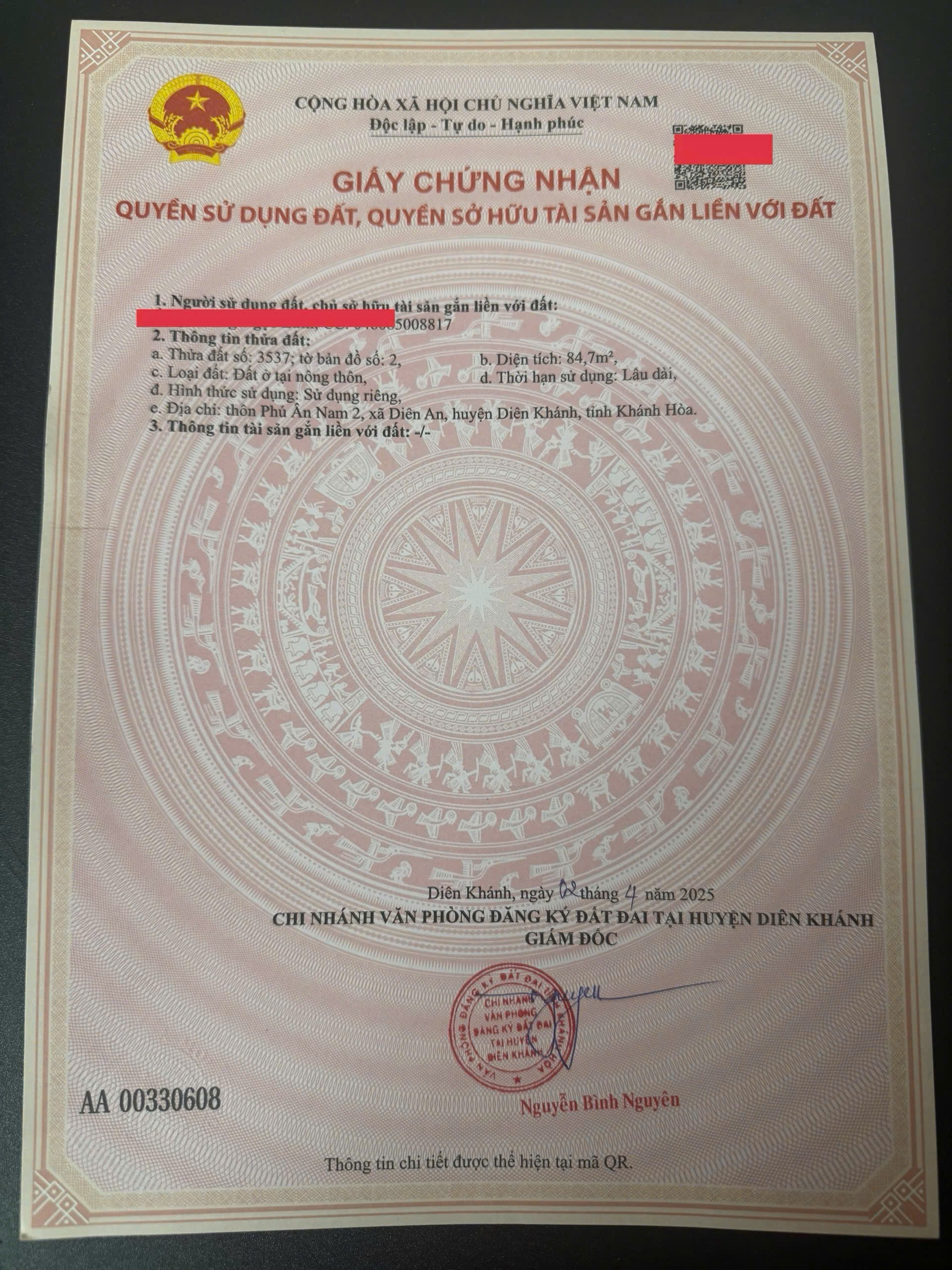 Bán nhà Diên An mới xây đường thông - Thôn Phú Ân Nam 2 hẻm đường Thông Tin 25