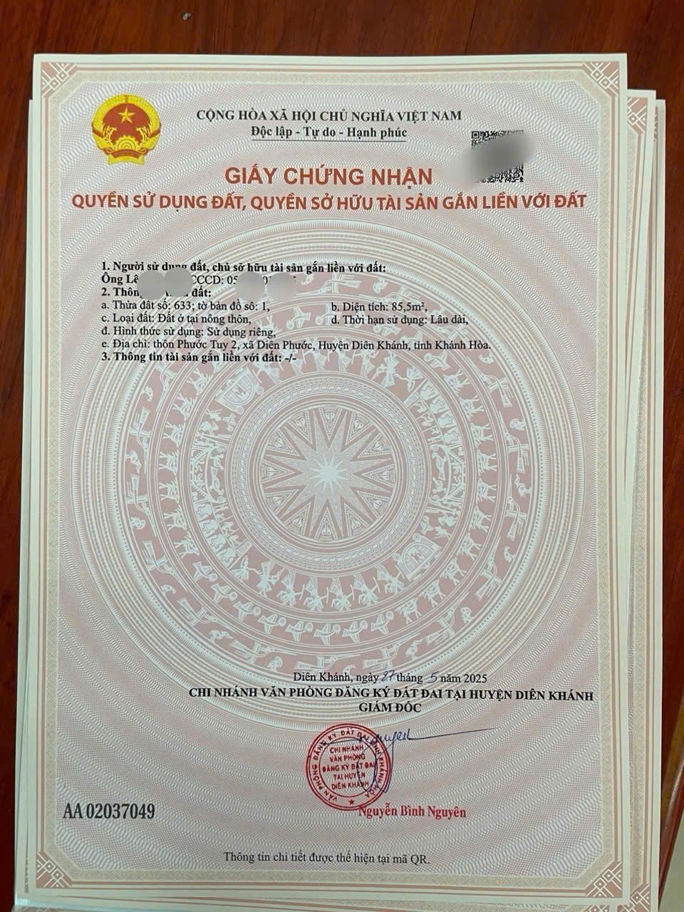 Bán đất Diên Phước giá rẻ full thổ mặt tiền đường Phước Tuy 6