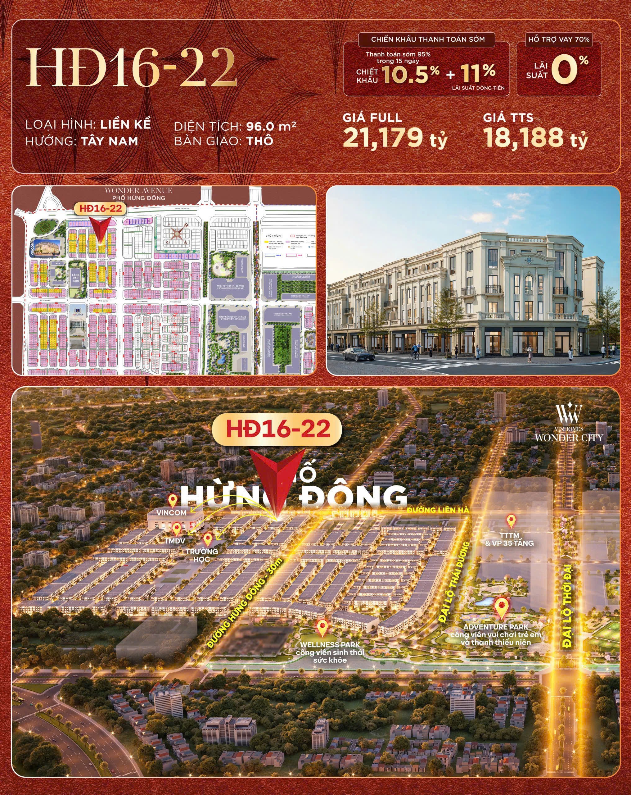 Bán căn Hừng Đông16-22, 96m² Vinhomes Đan Phượng – Giá chỉ 18.188 tỷ – Cạnh Vincom, vị trí đẹp