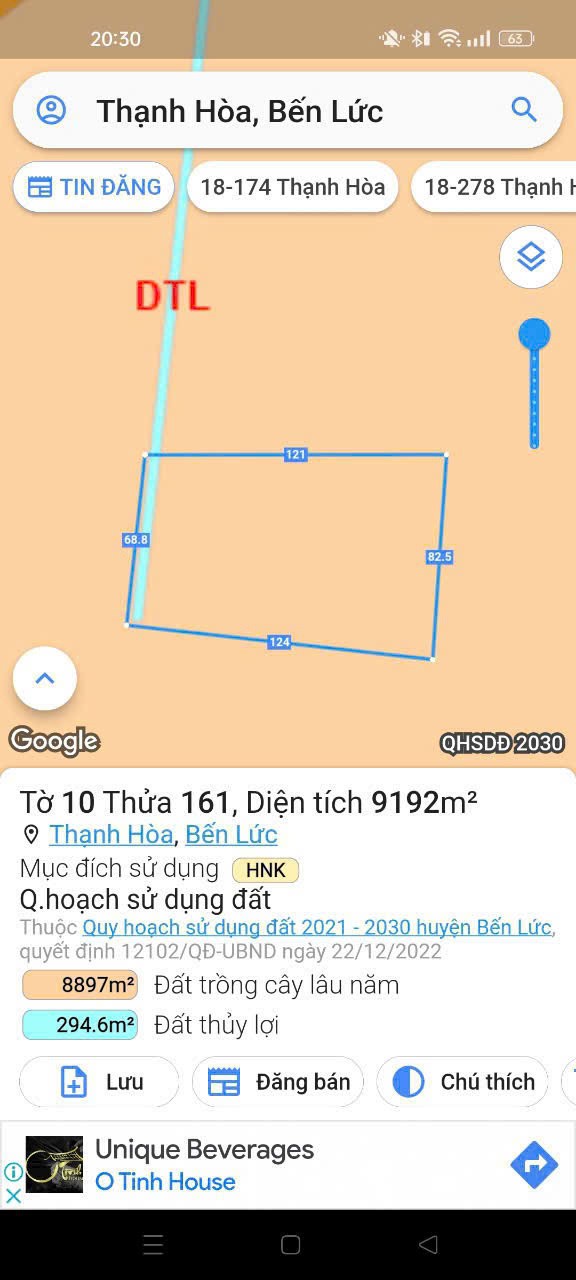 1600m2 đất vườn xã Thạnh Hòa, Bến Lức , Long An giá 5 tỷ