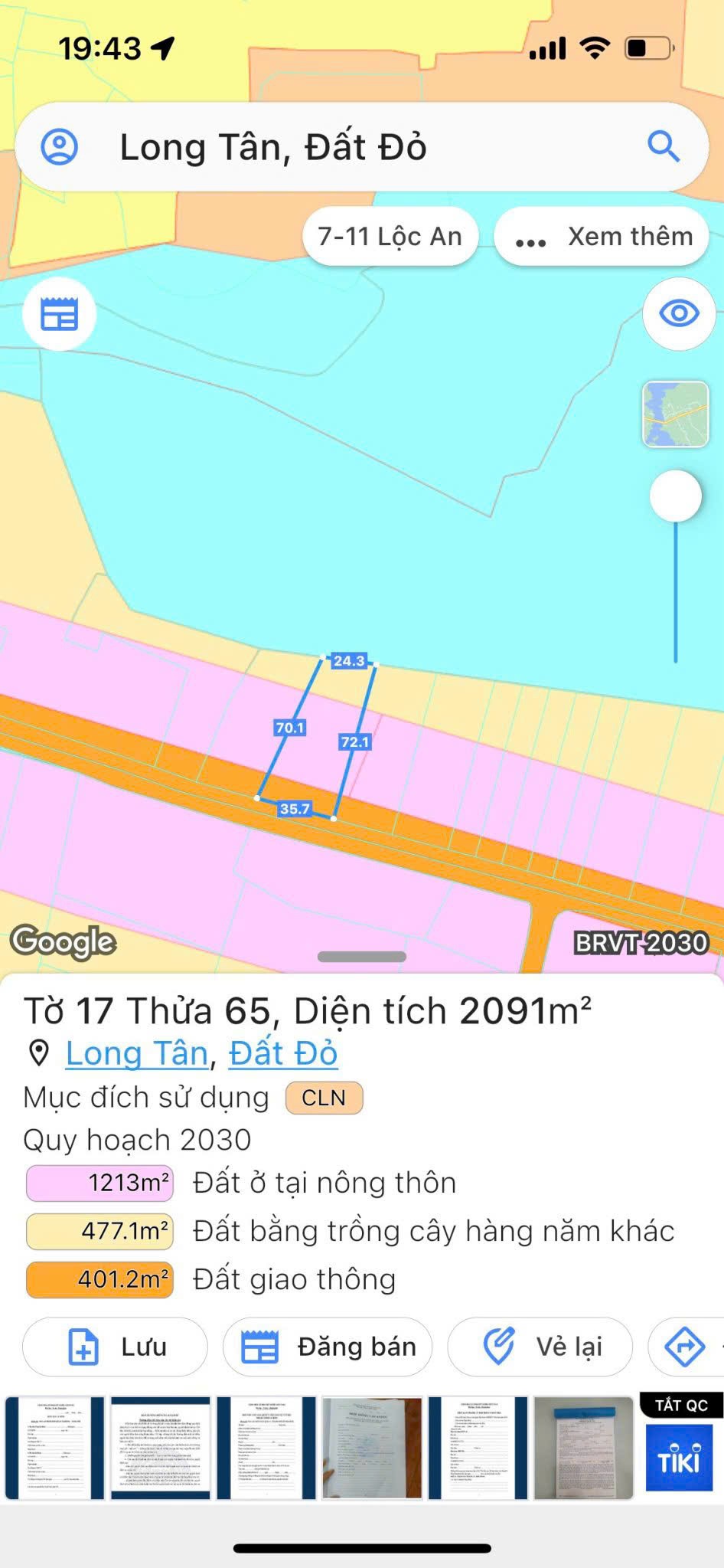 Cần bán Đất Xã Long Tân, Đất Đỏ, Diện tích 612m², Giá 6 Triệu/m² 2