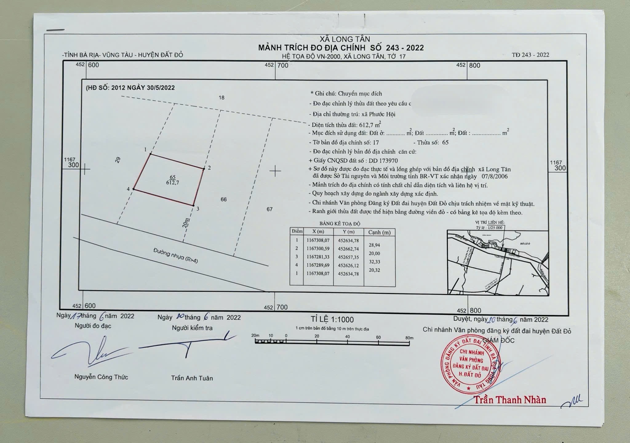 Cần bán Đất Xã Long Tân, Đất Đỏ, Diện tích 612m², Giá 6 Triệu/m² 4