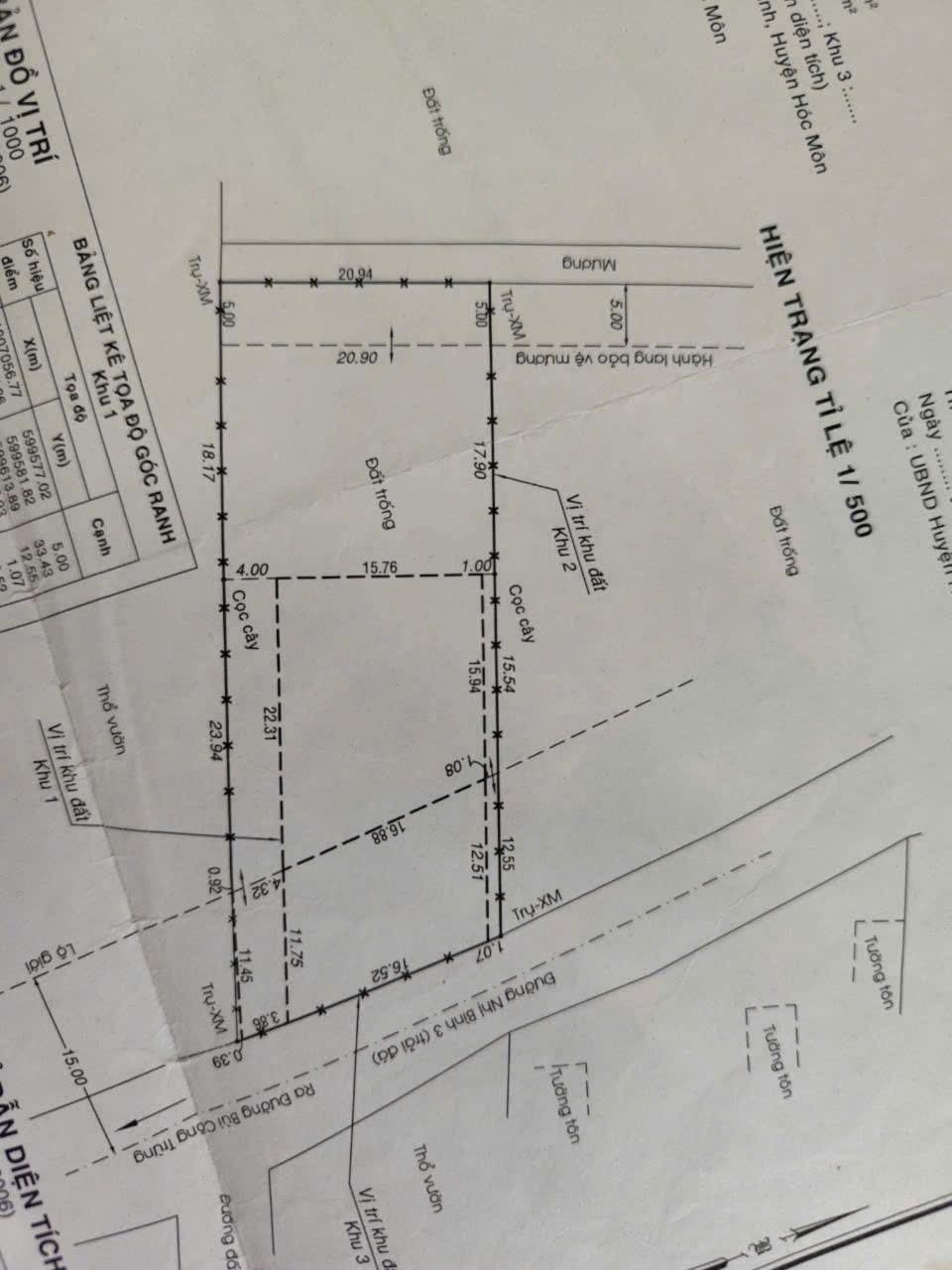 BÁN ĐẤT MẶT TIỀN NHỊ BÌNH 3 – HÓC MÔN – DIỆN TÍCH LỚN – CÓ 300M² THỔ CƯ