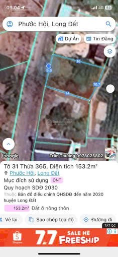 CHÍNH CHỦ GỬI BÁN LÔ ĐẤT 500TR TẠI PHƯỚC HỘI - XÃ PHƯỚC HẢI MỚI, BRVT (TP HCM)