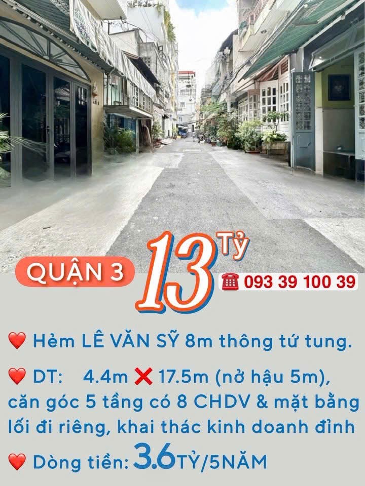 BÁN NHÀ KẾ Q1- Q3- Q4- Q10 - DOANH THU: 3.6 TỶ/5 NĂM- CAO 5 TẦNG HƠN 8 PHÒNG ĐỦ NỘI THẤT: tử 8 tỷ 4
