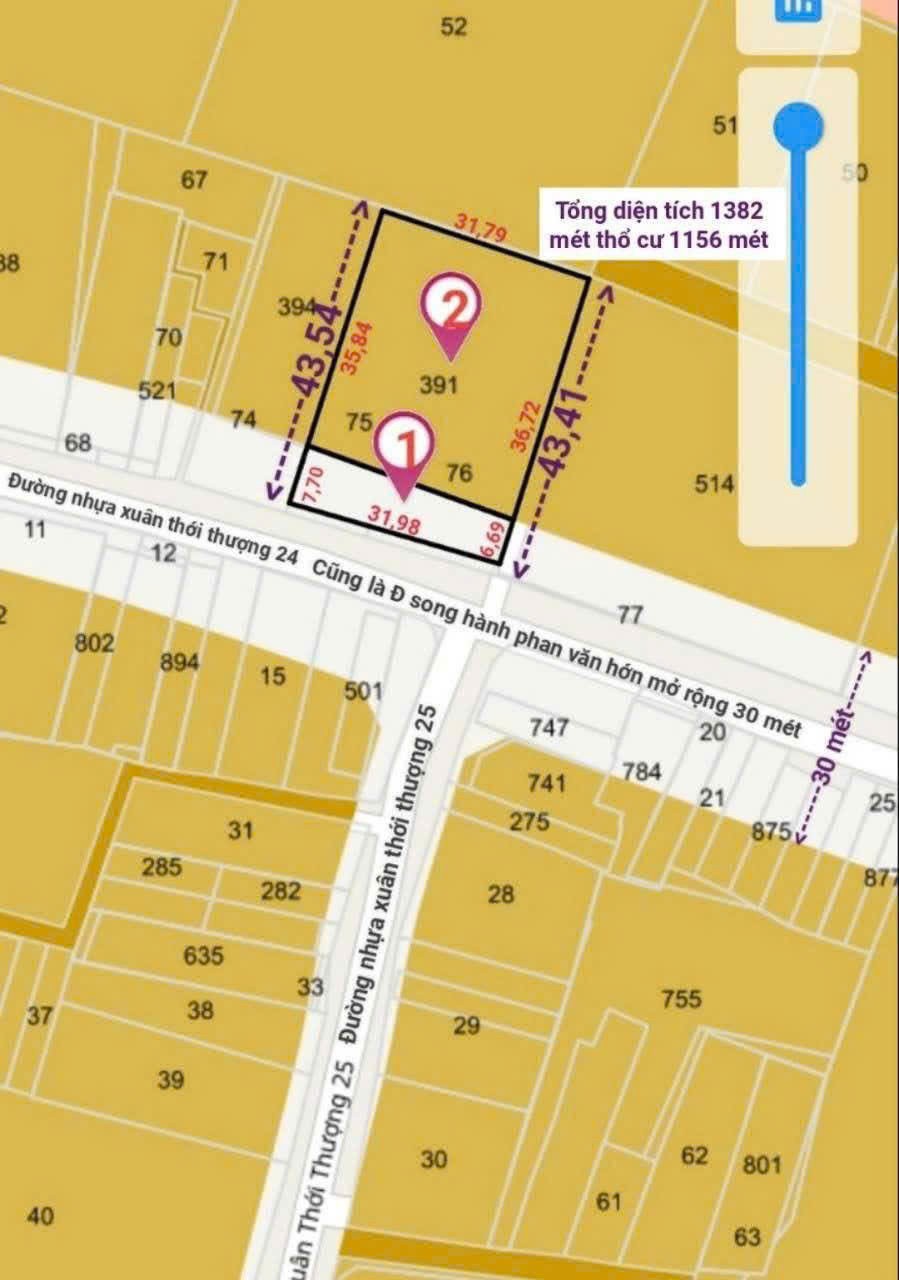 SIÊU PHẨM 1.382M ĐẤT 2 MẶT TIỀN NHỰA – TRUNG TÂM BÀ ĐIỂM – HÓC MÔN
