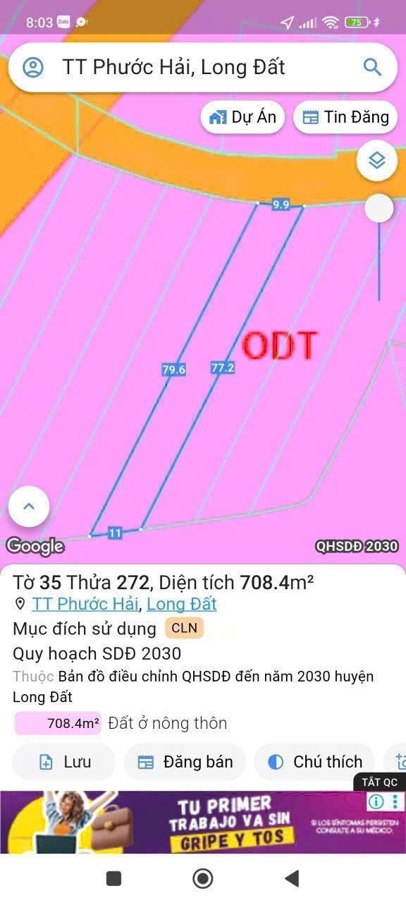 Nắm ChủDT Hơn 700 mét Vuông THỊ TRẤN PHƯỚC HẢI.GẦN BIỂN 4KM 3