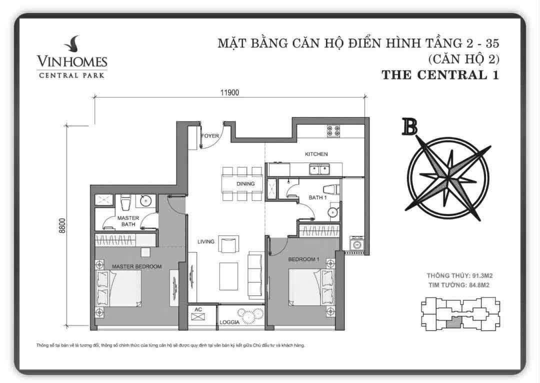Cho thuê Căn hộ chung cư Quận 1, Hồ Chí Minh, Diện tích 91m², Giá 26 Triệu/tháng