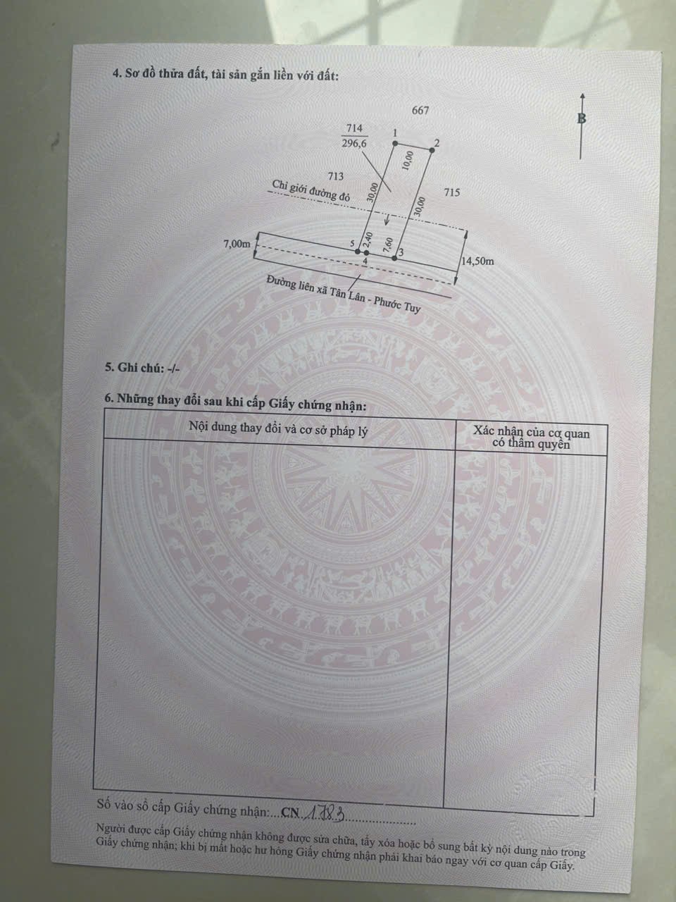 Đất thổ mt đường 7 mét xã Phước Tuy 300m2 giá rẻ 1 tỏi 5 4