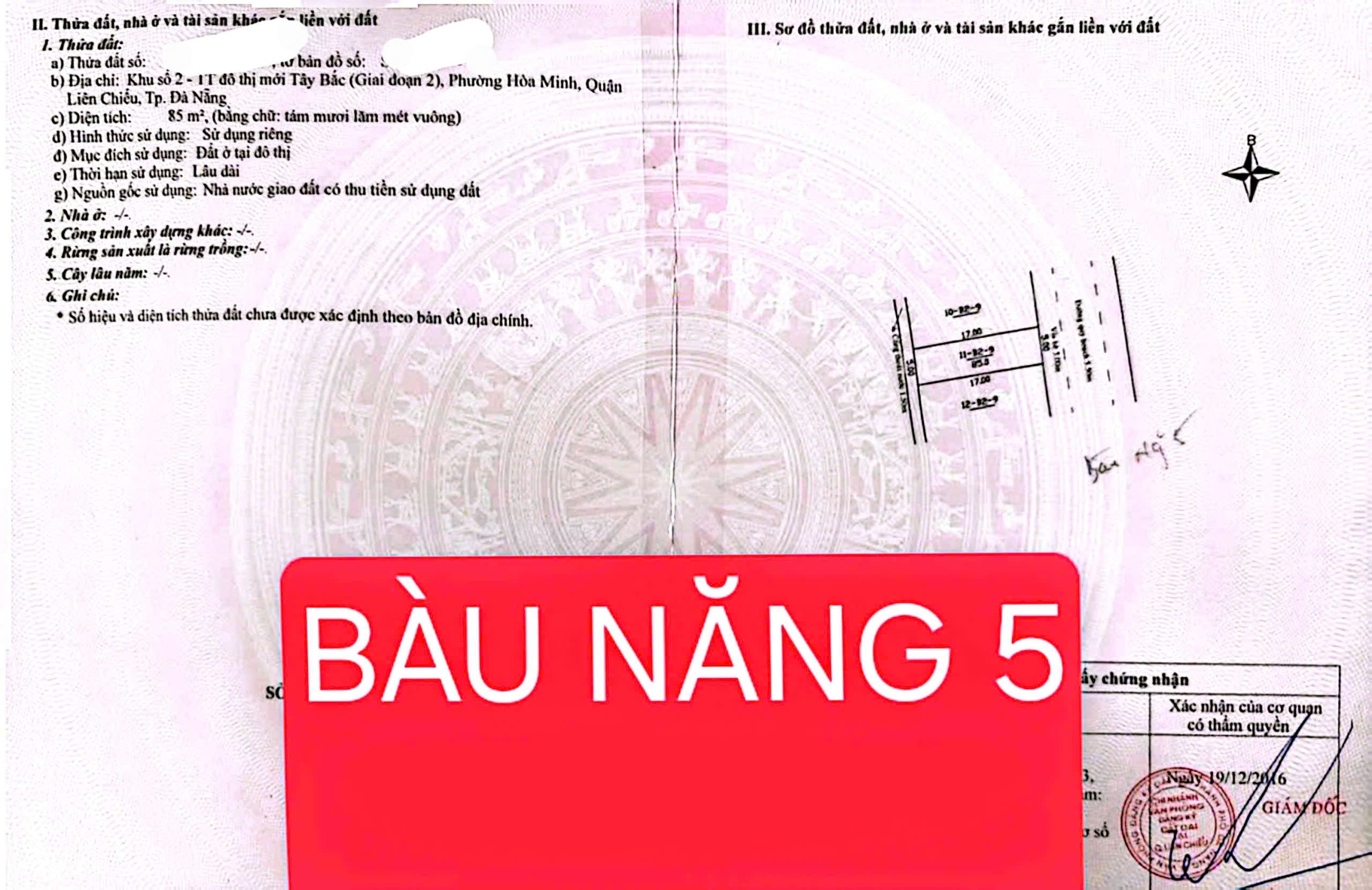 BÁN ĐẤT BÀU NĂNG 5 – GẦN BIỂN – SÁT TRỤC LÝ THÁI TÔNG 3