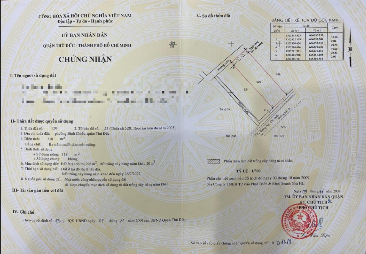 Cần bán Đất Phường Tam Bình, Thủ Đức, Diện tích 318m², Giá 20 Tỷ 6