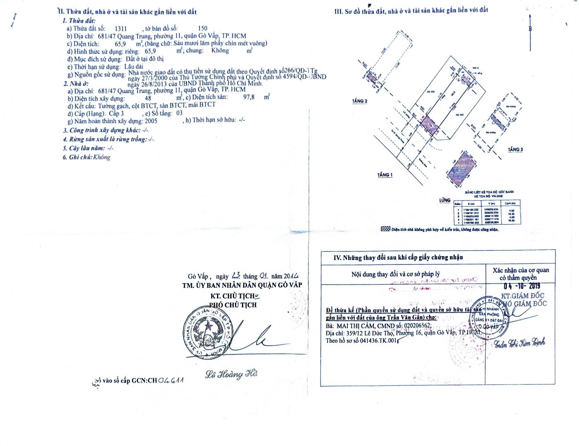 Cần bán Nhà ở, nhà cấp 4, nhà hẻm Gò Vấp, Hồ Chí Minh, Diện tích 68m², Giá 010.9 Tỷ 3