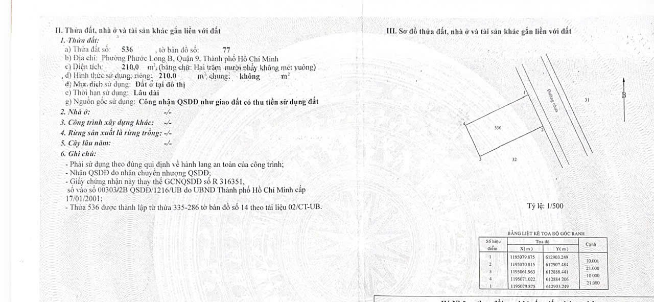 Cần bán Đất Phường Phước Long B, Quận 9, Diện tích 210m², Giá 018.5 Tỷ 2