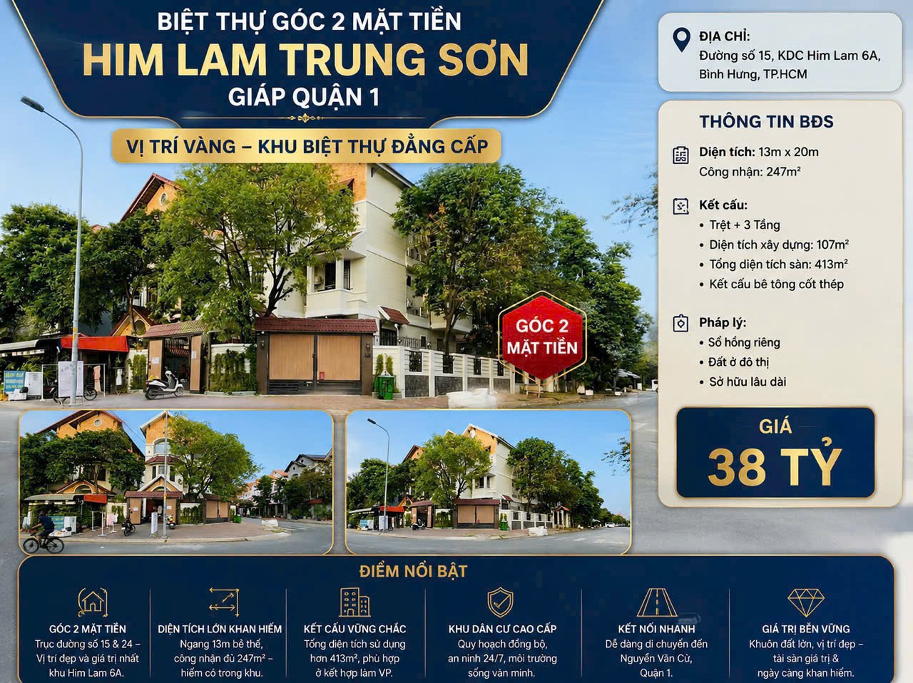Cần bán Biệt thự Bình Chánh, Hồ Chí Minh, Diện tích 260m², Giá 38 Tỷ 3