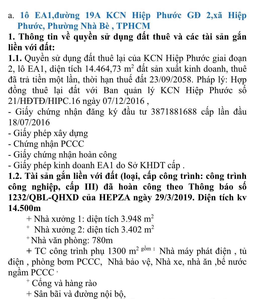 Cho thuê Kho - Nhà xưởng Nhà Bè, Hồ Chí Minh, Diện tích 14464m², Giá Thương lượng 4
