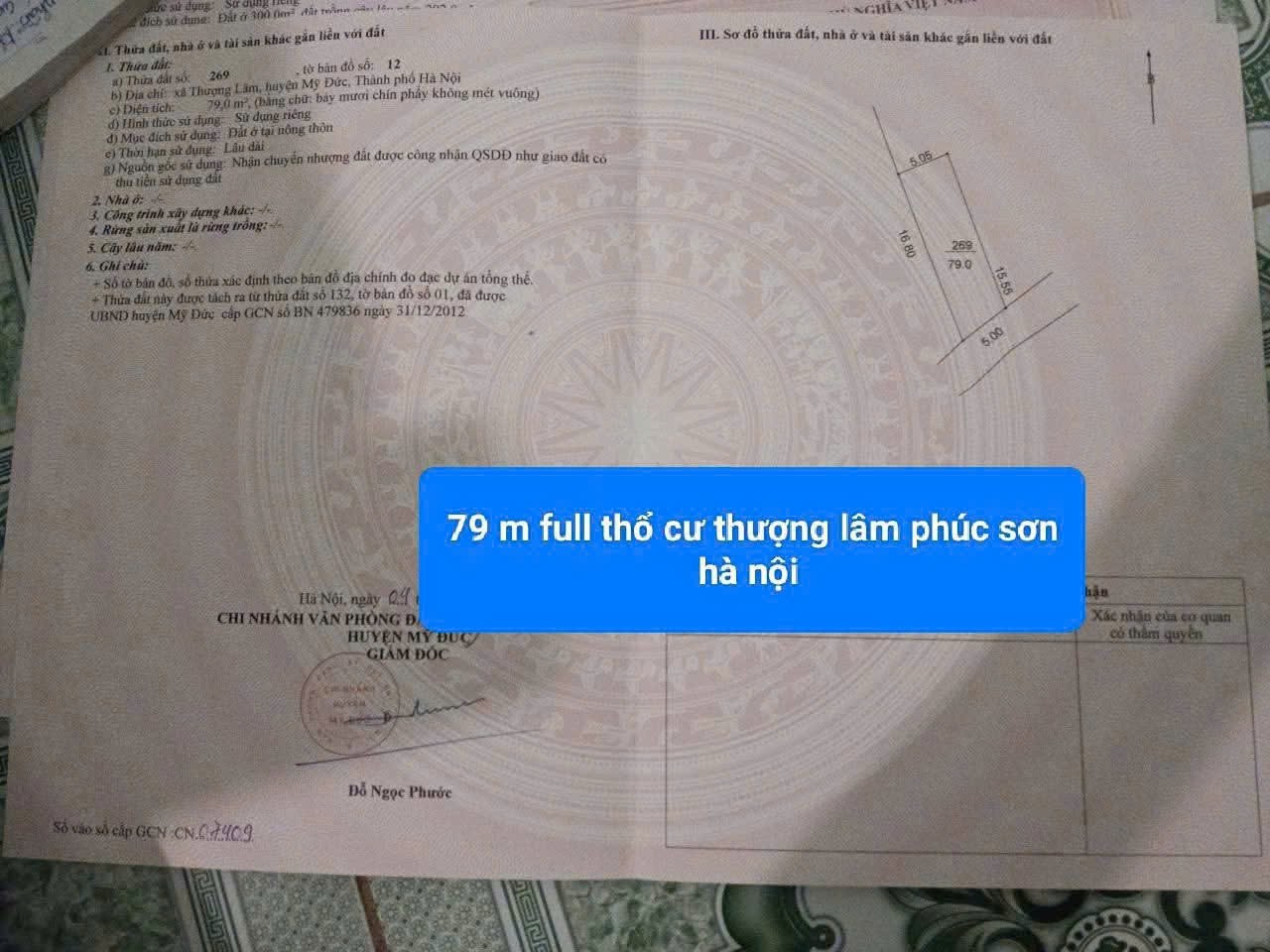 Đất Thôn Thượng, Thượng Lâm, 79m2, ôtô đỗ, 1.75 tỷ Mỹ Đức 4
