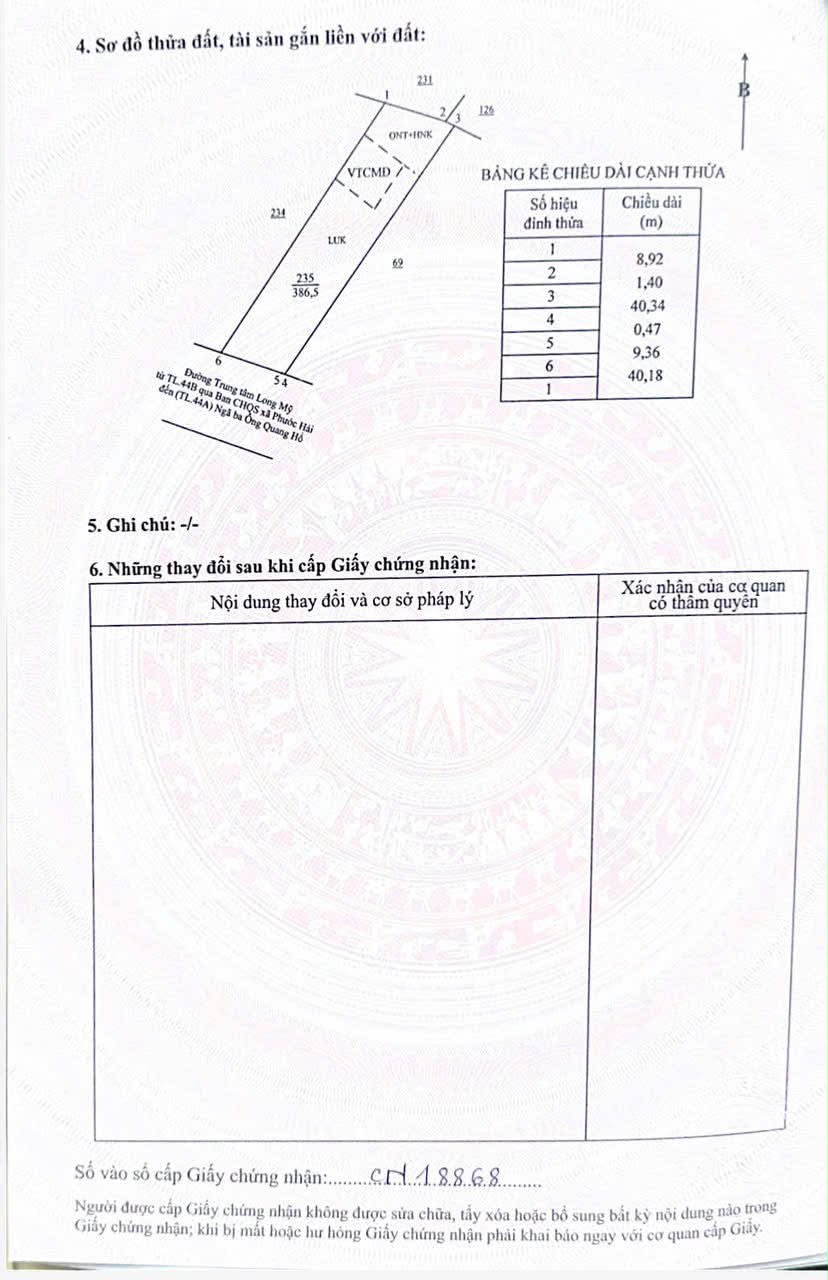 Cần bán Đất đường Tỉnh lộ 44, Thị trấn Phước Hải, Diện tích 386m², Giá 1.5 Tỷ 2