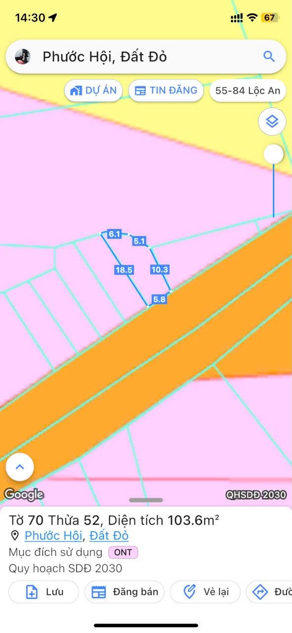 Cần bán Đất đường Võ Văn Kiệt, Xã Lộc An, Diện tích 103m², Giá 900 Triệu 2