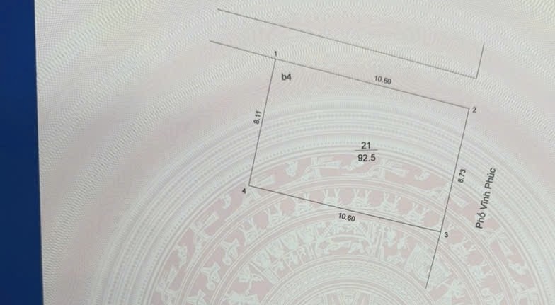 bán mảnh đất  khu 7.2Ha Vĩnh Phúc- Ba Đình, 93m, mặt tiền 8.7m, 2 mặt vỉa hè 3