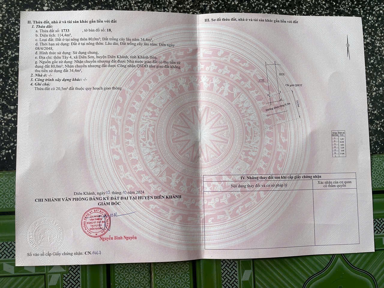 Bán đất Diên Sơn mặt tiền đường Cây Vông vị trí siêu đẹp ngay sát bên Uỷ ban xã 8