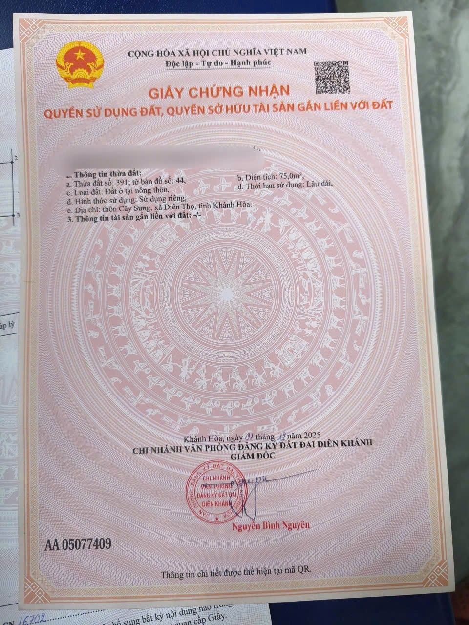 Bán đất Diên Tân full thổ cư giá rẻ sát bên Hương Lộ 62 dân cư đông ô tô vào tận nơi 7