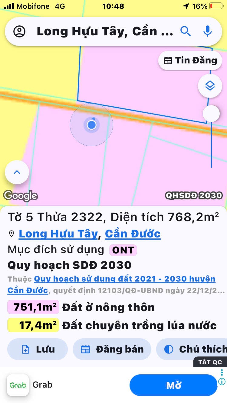 Đất thổ cư 751m2 mt đường xe hơi khu đô thị Long Hựu giá rẻ 3 tỏi 4